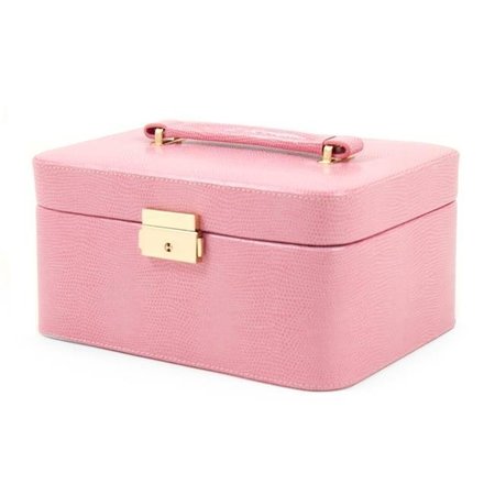 BEY BERK INTERNATIONAL Bey-Berk International BB534PNK Lizard Debossed Leather Jewelry Box - Pink BB534PNK